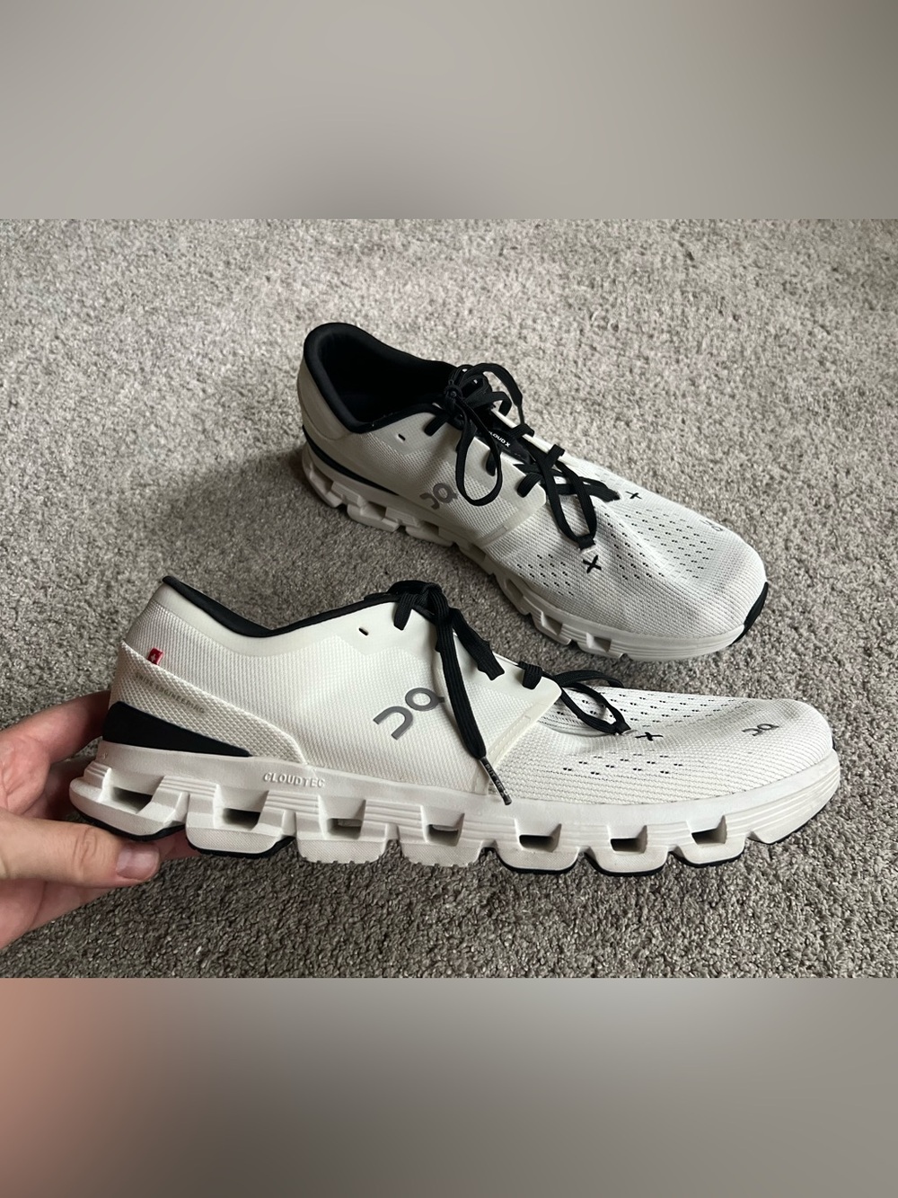 On Cloud X 4 Men's Size 14 Low Top Lace-Up Running Sneaker White/Black X4